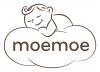 Moemoe logo - child resting on cloud to signify sleep on pillows