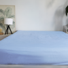 SleepFROG blue organic fitted sheet in bright white  light 